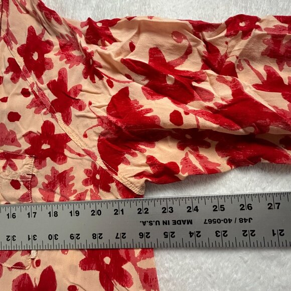 We The Free Womens Red Floral Long Sleeve Button-Up Shirt Blouse XS Casual NWOT - Picture 7 of 8